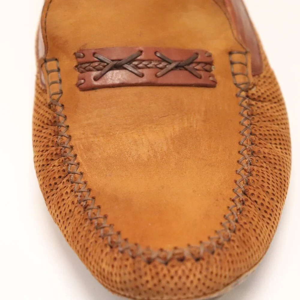 Moreschi Men's Brown Round Toe Slip On Driving Loafers Side 10 Made in Italy